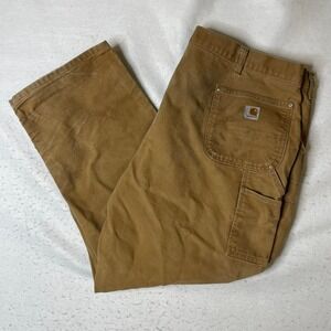 Carhartt B01 BRN Double Front Logger Work Pants Brown Duck Canvas Mens 46x30